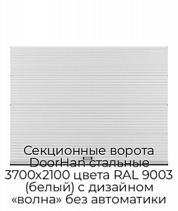 Секционные ворота DoorHan стальные 3700х2100 цвета RAL 9003 (белый) с дизайном «волна» без автоматики preview 1