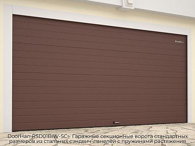 Гаражные секционные ворота стандартных размеров из стальных сэндвич-панелей с пружинами растяжения DoorHan RSD01BIW-SC