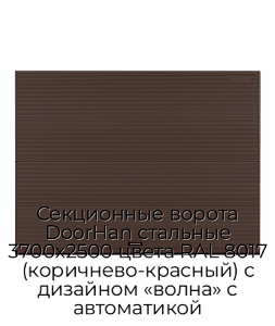 Секционные ворота DoorHan стальные 3700х2500 цвета RAL 8017 (коричнево-красный) с дизайном «волна» с автоматикой preview 1