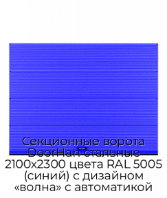 Секционные ворота DoorHan стальные 2100х2300 цвета RAL 5005 (синий) с дизайном «волна» с автоматикой