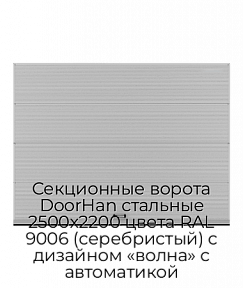 Секционные ворота DoorHan стальные 2500х2200 цвета RAL 9006 (серебристый) с дизайном «волна» с автоматикой