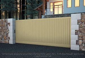 Откатные ворота DoorHan 4900х1100 цвет RAL 1014 бежевый филенка с автоматикой preview 1