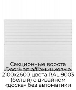 Секционные ворота DoorHan алюминиевые 2100х2600 цвета RAL 9003 (белый) с дизайном «доска» без автоматики preview 1