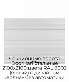 Секционные ворота DoorHan стальные 2100х2100 цвета RAL 9003 (белый) с дизайном «волна» без автоматики