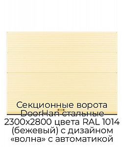 Секционные ворота DoorHan стальные 2300х2800 цвета RAL 1014 (бежевый) с дизайном «волна» с автоматикой preview 1