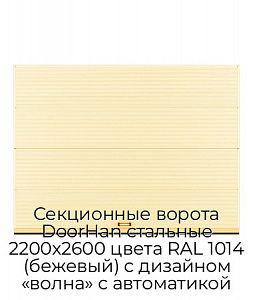 Секционные ворота DoorHan стальные 2200х2600 цвета RAL 1014 (бежевый) с дизайном «волна» с автоматикой preview 1