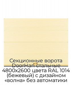 Секционные ворота DoorHan стальные 4800х2600 цвета RAL 1014 (бежевый) с дизайном «волна» без автоматики preview 1