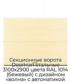Секционные ворота DoorHan стальные 3100х2900 цвета RAL 1014 (бежевый) с дизайном «волна» с автоматикой