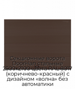Секционные ворота DoorHan стальные 2500х2100 цвета RAL 8017 (коричнево-красный) с дизайном «волна» без автоматики