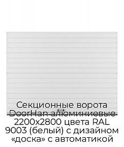 Секционные ворота DoorHan алюминиевые 2200х2800 цвета RAL 9003 (белый) с дизайном «доска» с автоматикой preview 1