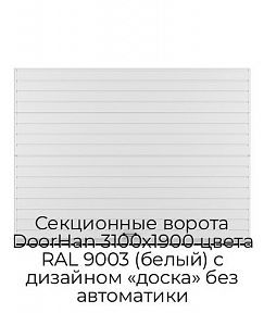 Секционные ворота DoorHan 3100х1900 цвета RAL 9003 (белый) с дизайном «доска» без автоматики