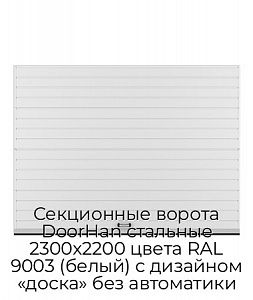 Секционные ворота DoorHan стальные 2300х2200 цвета RAL 9003 (белый) с дизайном «доска» без автоматики preview 1