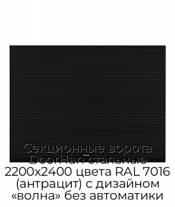 Секционные ворота DoorHan стальные 2200х2400 цвета RAL 7016 (антрацит) с дизайном «волна» без автоматики preview 1