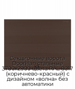 Секционные ворота DoorHan стальные 3700х2900 цвета RAL 8017 (коричнево-красный) с дизайном «волна» без автоматики preview 1