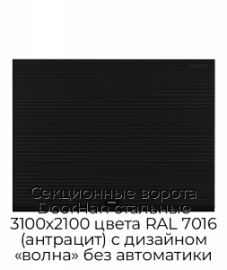 Секционные ворота DoorHan стальные 3100х2100 цвета RAL 7016 (антрацит) с дизайном «волна» без автоматики preview 1