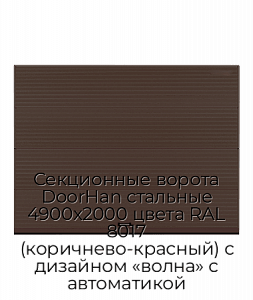 Секционные ворота DoorHan стальные 4900х2000 цвета RAL 8017 (коричнево-красный) с дизайном «волна» с автоматикой preview 1