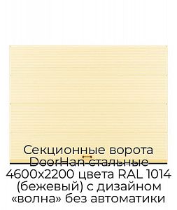 Секционные ворота DoorHan стальные 4600х2200 цвета RAL 1014 (бежевый) с дизайном «волна» без автоматики preview 1