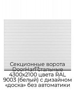 Секционные ворота DoorHan стальные 4300х2100 цвета RAL 9003 (белый) с дизайном «доска» без автоматики preview 1