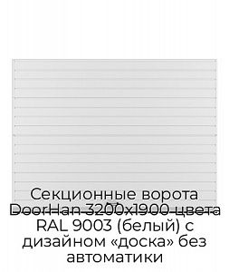 Секционные ворота DoorHan 3200х1900 цвета RAL 9003 (белый) с дизайном «доска» без автоматики preview 1