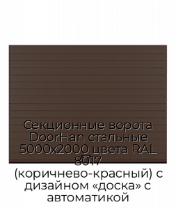 Секционные ворота DoorHan стальные 5000х2000 цвета RAL 8017 (коричнево-красный) с дизайном «доска» с автоматикой preview 1
