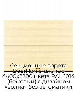 Секционные ворота DoorHan стальные 4400х2200 цвета RAL 1014 (бежевый) с дизайном «волна» без автоматики preview 1