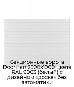 Секционные ворота DoorHan 2500х1900 цвета RAL 9003 (белый) с дизайном «доска» без автоматики