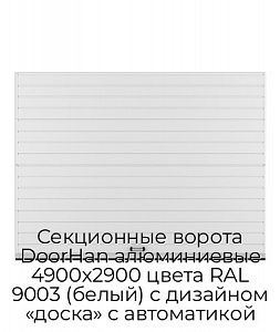 Секционные ворота DoorHan алюминиевые 4900х2900 цвета RAL 9003 (белый) с дизайном «доска» с автоматикой preview 1