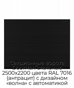 Секционные ворота DoorHan стальные 2500х2200 цвета RAL 7016 (антрацит) с дизайном «волна» с автоматикой preview 1