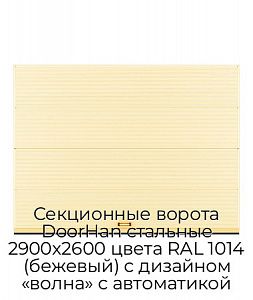 Секционные ворота DoorHan стальные 2900х2600 цвета RAL 1014 (бежевый) с дизайном «волна» с автоматикой preview 1