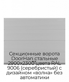 Секционные ворота DoorHan стальные 2900х2300 цвета RAL 9006 (серебристый) с дизайном «волна» без автоматики