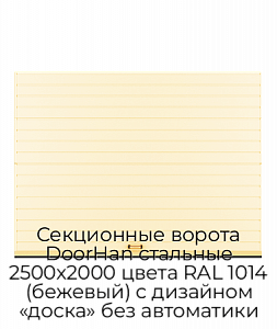 Секционные ворота DoorHan стальные 2500х2000 цвета RAL 1014 (бежевый) с дизайном «доска» без автоматики preview 1