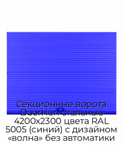 Секционные ворота DoorHan стальные 4200х2300 цвета RAL 5005 (синий) с дизайном «волна» без автоматики preview 1