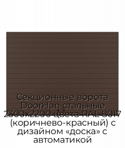 Секционные ворота DoorHan стальные 2300х2200 цвета RAL 8017 (коричнево-красный) с дизайном «доска» с автоматикой preview 1