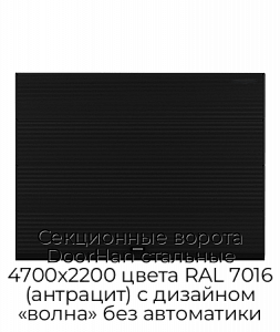 Секционные ворота DoorHan стальные 4700х2200 цвета RAL 7016 (антрацит) с дизайном «волна» без автоматики preview 1