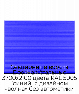 Секционные ворота DoorHan стальные 3700х2100 цвета RAL 5005 (синий) с дизайном «волна» без автоматики preview 1