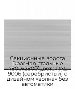Секционные ворота DoorHan стальные 4800х2800 цвета RAL 9006 (серебристый) с дизайном «волна» без автоматики
