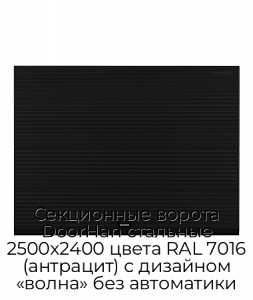 Секционные ворота DoorHan стальные 2500х2400 цвета RAL 7016 (антрацит) с дизайном «волна» без автоматики preview 1