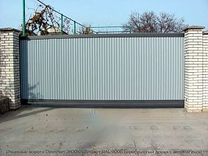 Откатные ворота DoorHan 2800х1500 цвет RAL 9006 серебристый доска с автоматикой preview 1