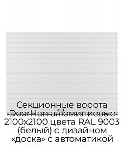 Секционные ворота DoorHan алюминиевые 2100х2100 цвета RAL 9003 (белый) с дизайном «доска» с автоматикой preview 1