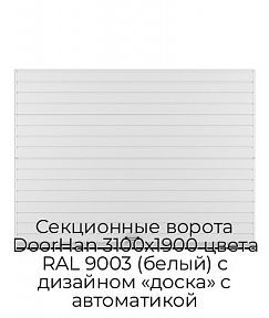 Секционные ворота DoorHan 3100х1900 цвета RAL 9003 (белый) с дизайном «доска» с автоматикой