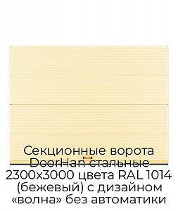 Секционные ворота DoorHan стальные 2300х3000 цвета RAL 1014 (бежевый) с дизайном «волна» без автоматики preview 1