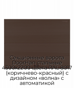 Секционные ворота DoorHan стальные 4300х2200 цвета RAL 8017 (коричнево-красный) с дизайном «волна» с автоматикой preview 1