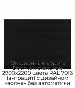 Секционные ворота DoorHan стальные 2900х2200 цвета RAL 7016 (антрацит) с дизайном «волна» без автоматики
