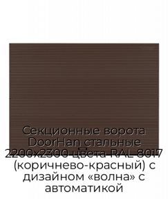 Секционные ворота DoorHan стальные 2200х2300 цвета RAL 8017 (коричнево-красный) с дизайном «волна» с автоматикой