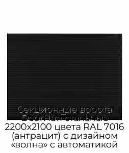 Секционные ворота DoorHan стальные 2200х2100 цвета RAL 7016 (антрацит) с дизайном «волна» с автоматикой preview 1