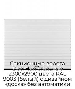 Секционные ворота DoorHan стальные 2300х2900 цвета RAL 9003 (белый) с дизайном «доска» без автоматики