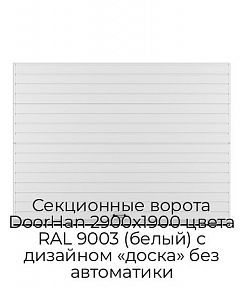 Секционные ворота DoorHan 2900х1900 цвета RAL 9003 (белый) с дизайном «доска» без автоматики
