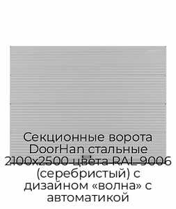 Секционные ворота DoorHan стальные 2100х2500 цвета RAL 9006 (серебристый) с дизайном «волна» с автоматикой preview 1