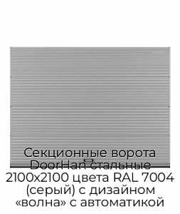 Секционные ворота DoorHan стальные 2100х2100 цвета RAL 7004 (серый) с дизайном «волна» с автоматикой preview 1
