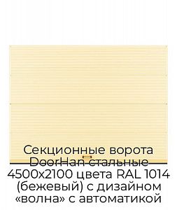 Секционные ворота DoorHan стальные 4500х2100 цвета RAL 1014 (бежевый) с дизайном «волна» с автоматикой preview 1